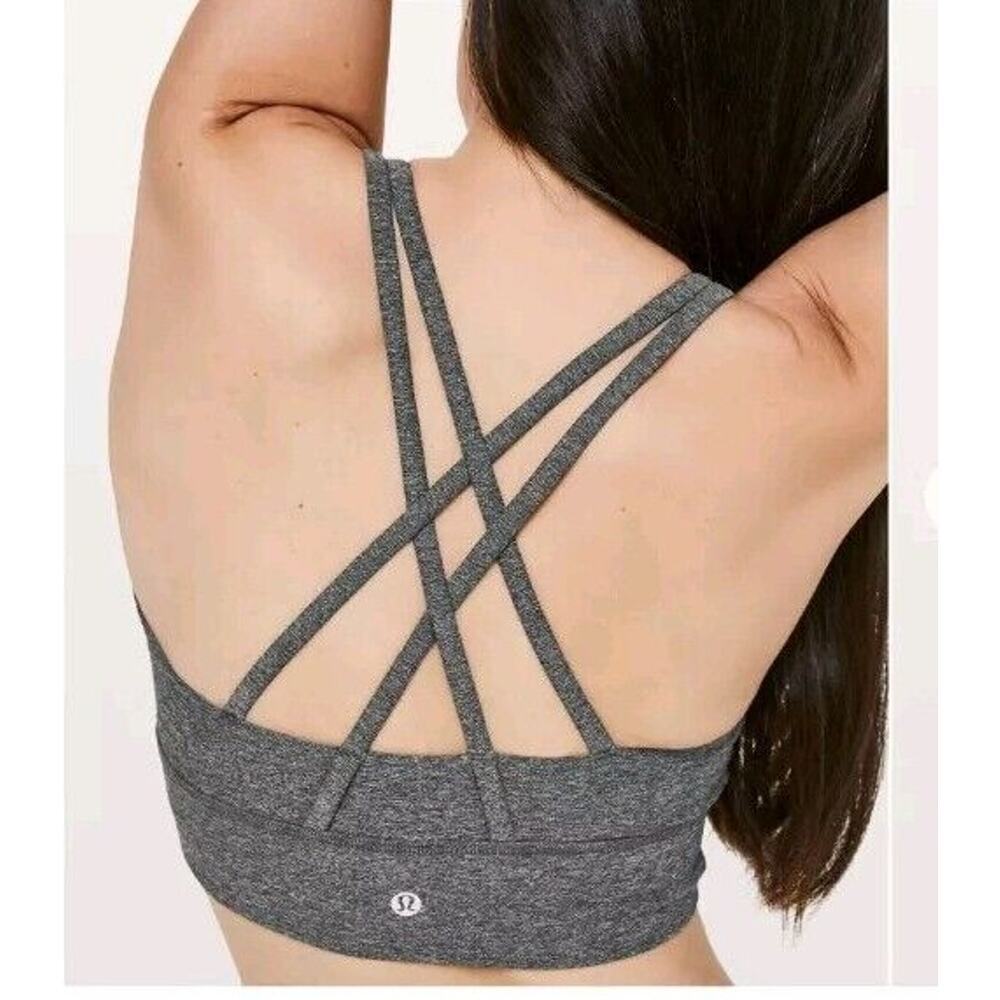 Lululemon Energy Bra‎ *Long Line Luxtreme Heathered Black Women's Size 4